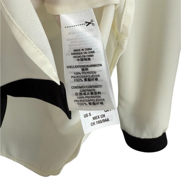 Juicy Couture Black/White Tuxedo Long Sleeve Button Up Office Blouse - Small - Picture 4 of 6